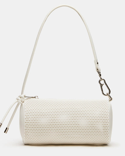 PRIYA Perforated Bag White Mini Barrel Shoulder Handbag Steve Madden WHITE