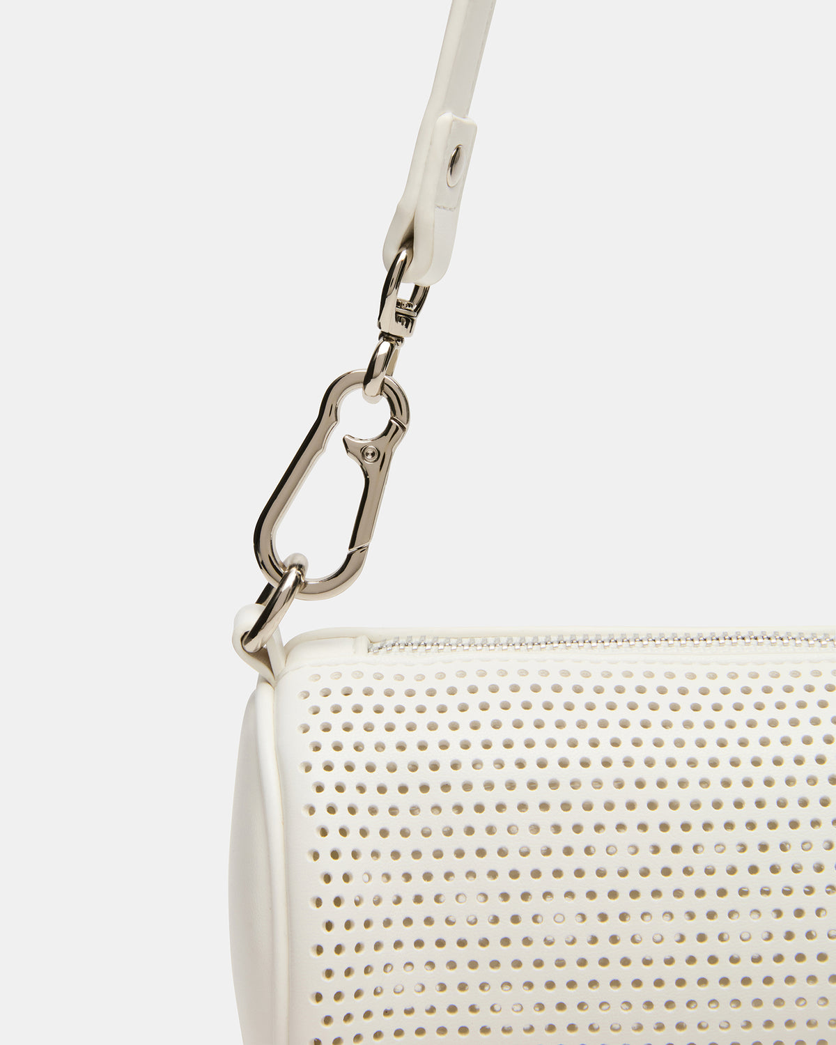 PRIYA Perforated Bag White Mini Barrel Shoulder Handbag Steve Madden WHITE