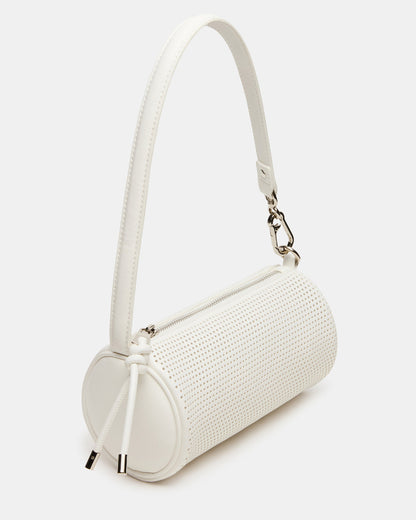 PRIYA Perforated Bag White Mini Barrel Shoulder Handbag Steve Madden WHITE