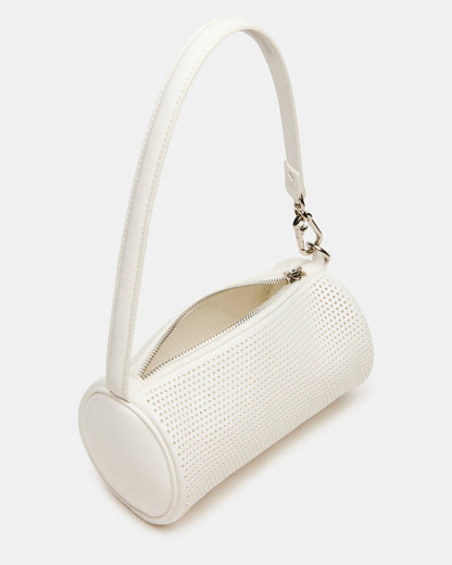 PRIYA Perforated Bag White Mini Barrel Shoulder Handbag Steve Madden WHITE