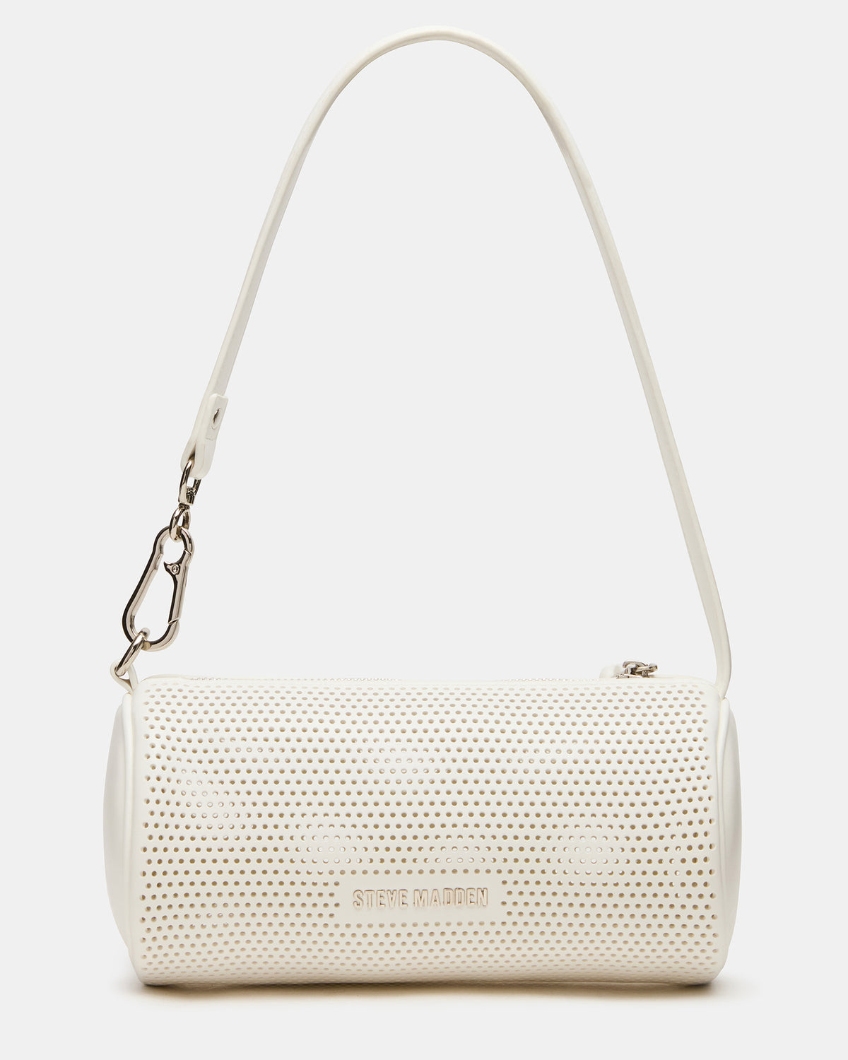 PRIYA Perforated Bag White Mini Barrel Shoulder Handbag Steve Madden WHITE