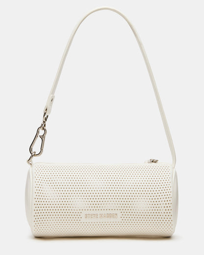 PRIYA Perforated Bag White Mini Barrel Shoulder Handbag Steve Madden WHITE