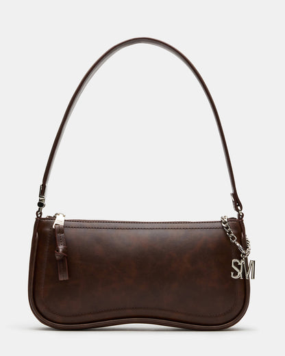 ANGEL Bag Brown Distressed Top-Zipper Structured Shoulder Strap Handbag Steve Madden DISTRESSED BROWN