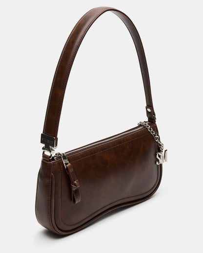ANGEL Bag Brown Distressed Top-Zipper Structured Shoulder Strap Handbag Steve Madden DISTRESSED BROWN