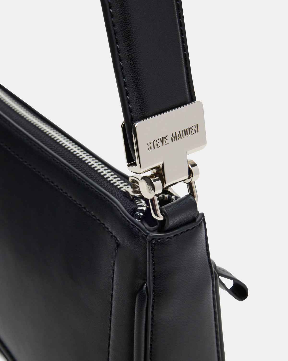 ANGEL Bag Black Top-Zipper Structured Shoulder Strap Handbag Steve Madden BLACK