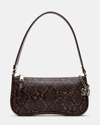 ANGEL Bag Brown Snake Top-Zipper Structured Shoulder Strap Handbag Steve Madden BROWN SNAKE