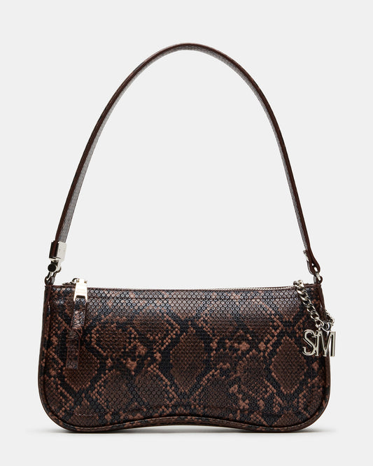 ANGEL Bag Brown Snake Top-Zipper Structured Shoulder Strap Handbag Steve Madden BROWN SNAKE