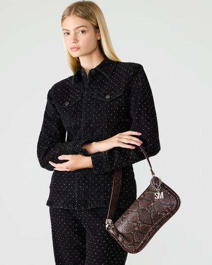 ANGEL Bag Brown Snake Top-Zipper Structured Shoulder Strap Handbag Steve Madden BROWN SNAKE