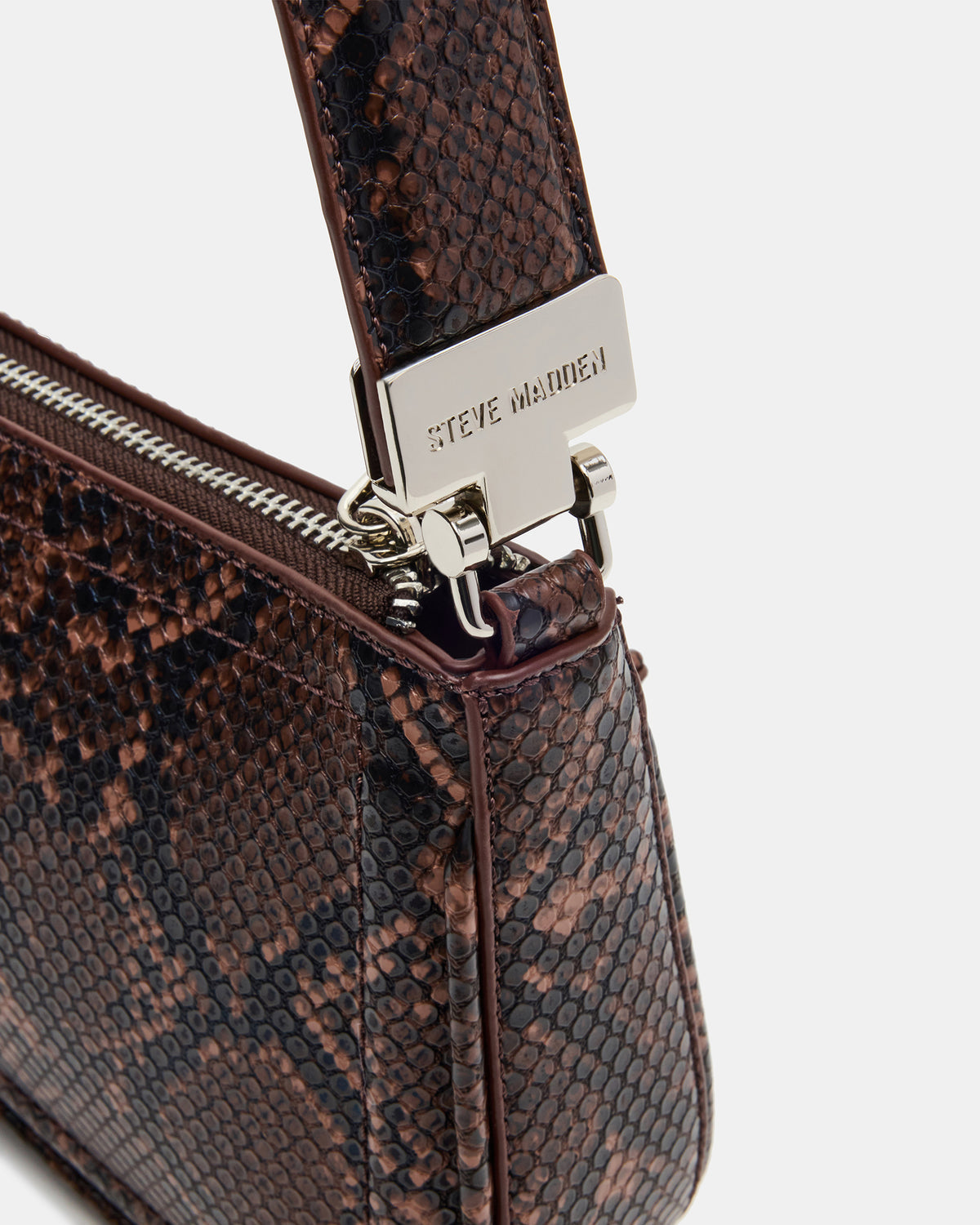 ANGEL Bag Brown Snake Top-Zipper Structured Shoulder Strap Handbag Steve Madden BROWN SNAKE