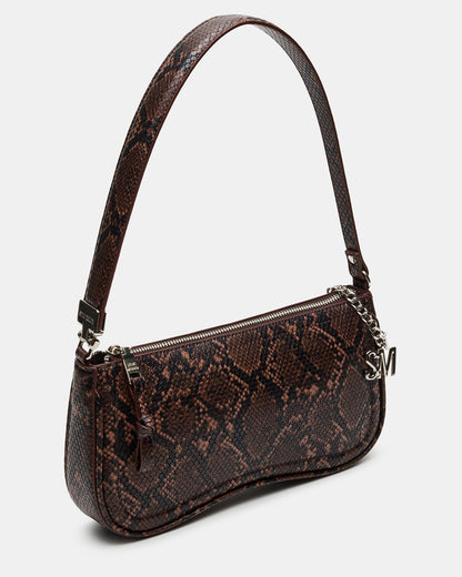 ANGEL Bag Brown Snake Top-Zipper Structured Shoulder Strap Handbag Steve Madden BROWN SNAKE