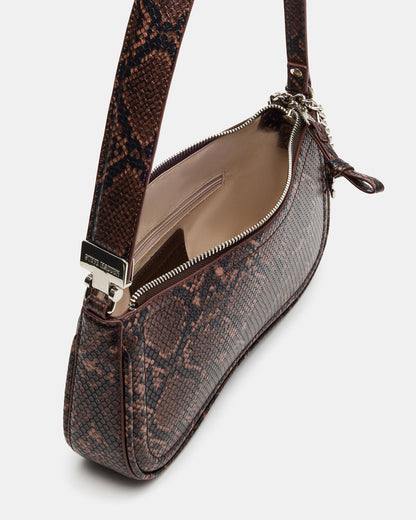 ANGEL Bag Brown Snake Top-Zipper Structured Shoulder Strap Handbag Steve Madden BROWN SNAKE
