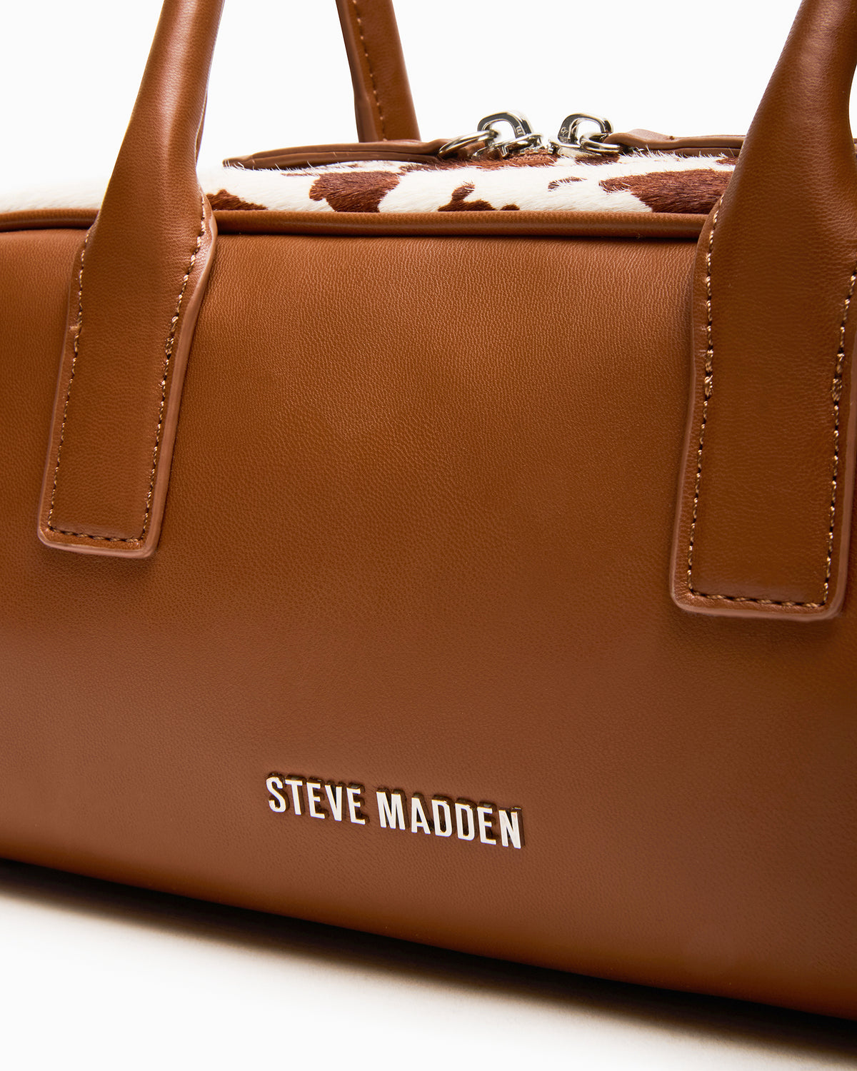 ANISE Bag Brown Cow Print Elongated Shoulder Strap Handbag Steve Madden BROWN MULTI