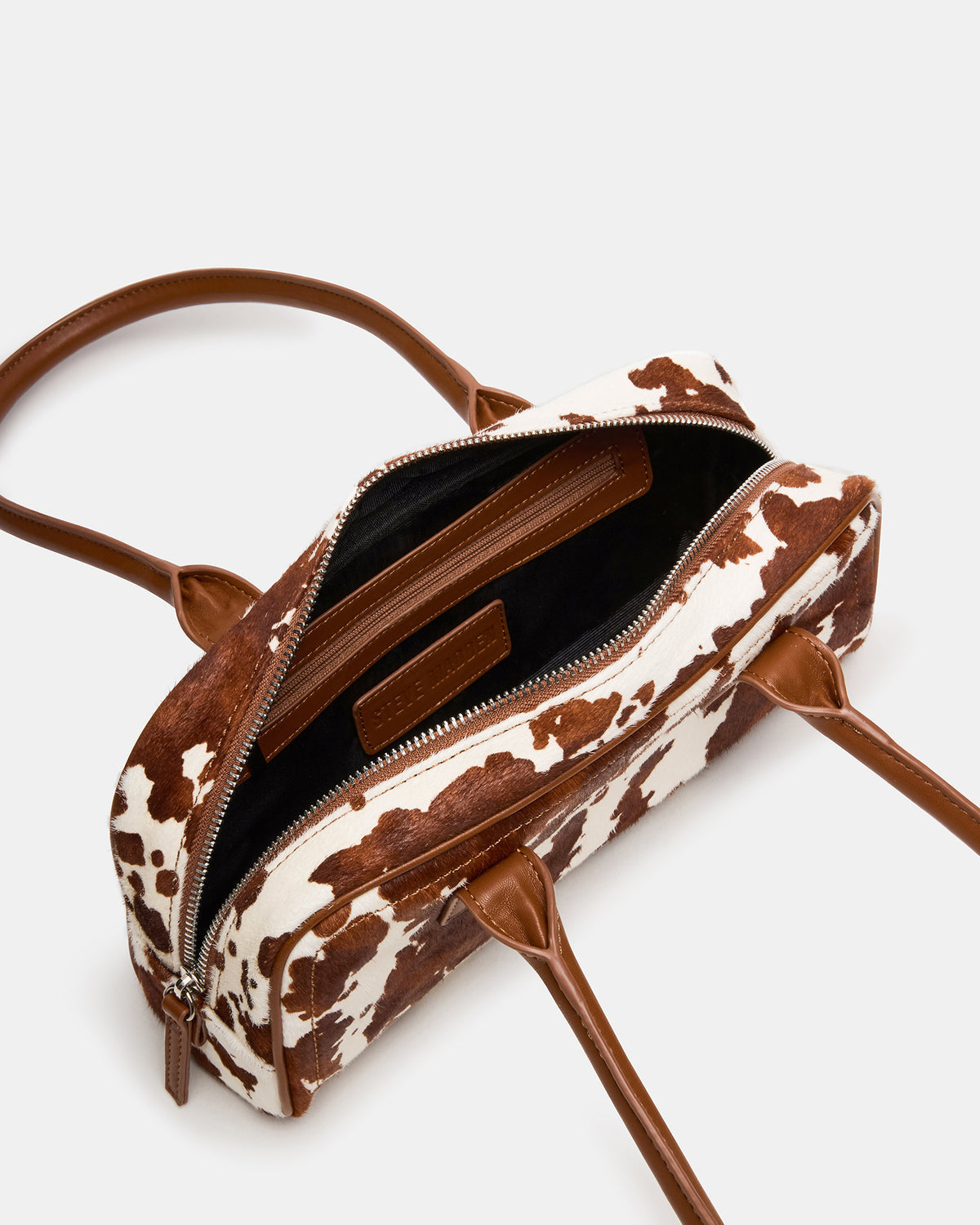 ANISE Bag Brown Cow Print Elongated Shoulder Strap Handbag Steve Madden BROWN MULTI