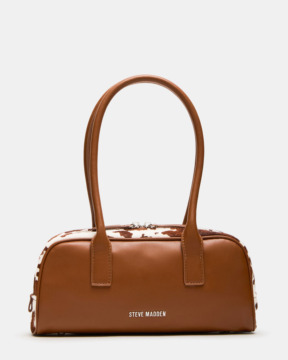 ANISE Bag Brown Cow Print Elongated Shoulder Strap Handbag Steve Madden BROWN MULTI