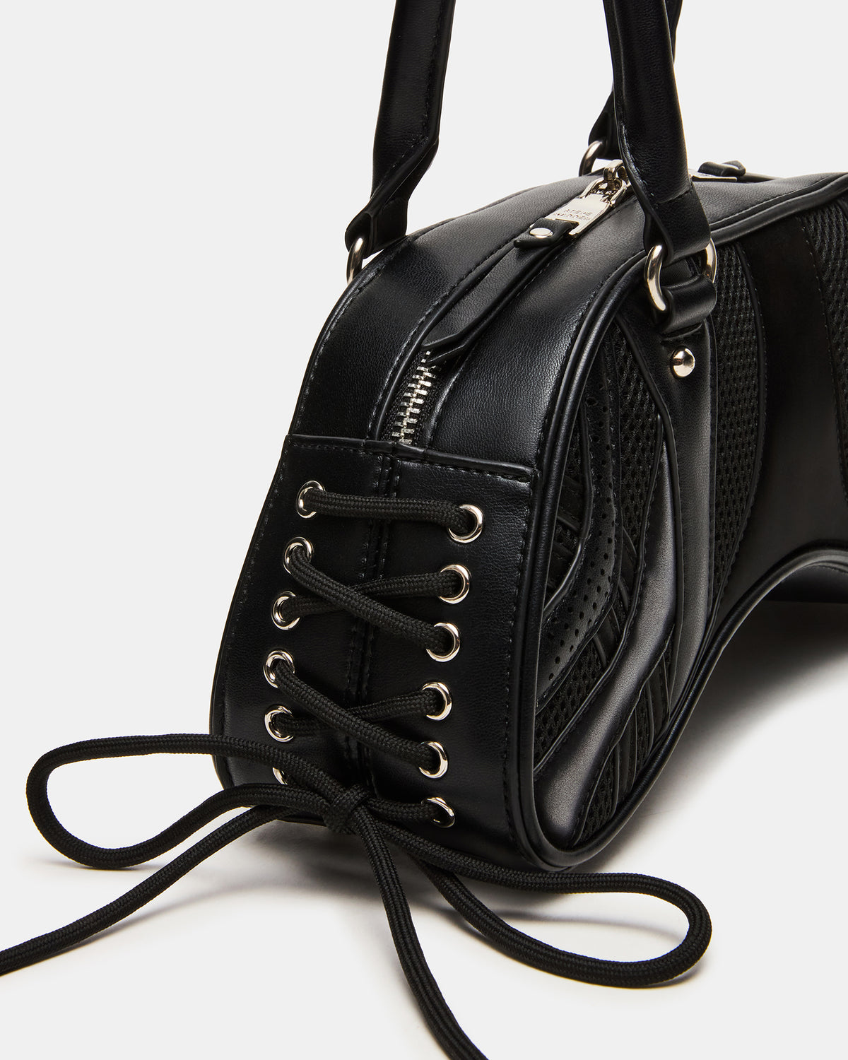 KODY Bag Black Lace-Up Buckle Shoulder Strap Handbag Steve Madden BLACK