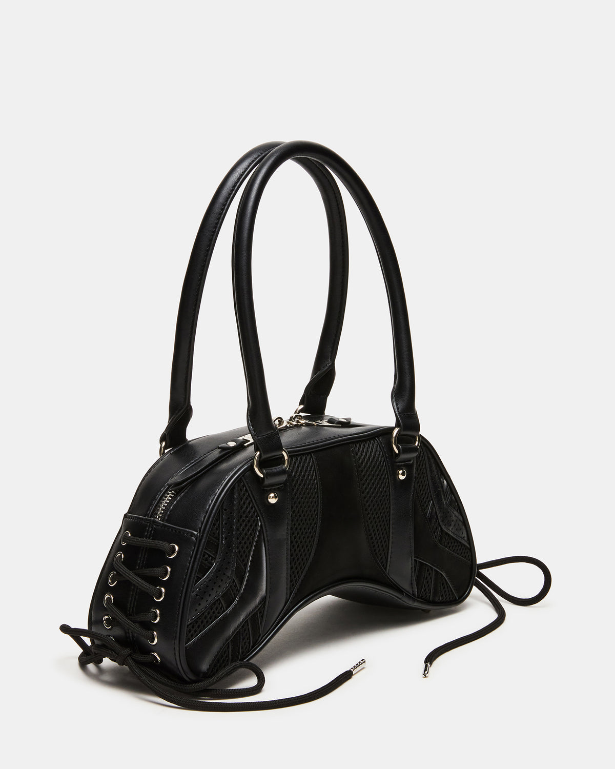 KODY Bag Black Lace-Up Buckle Shoulder Strap Handbag Steve Madden BLACK