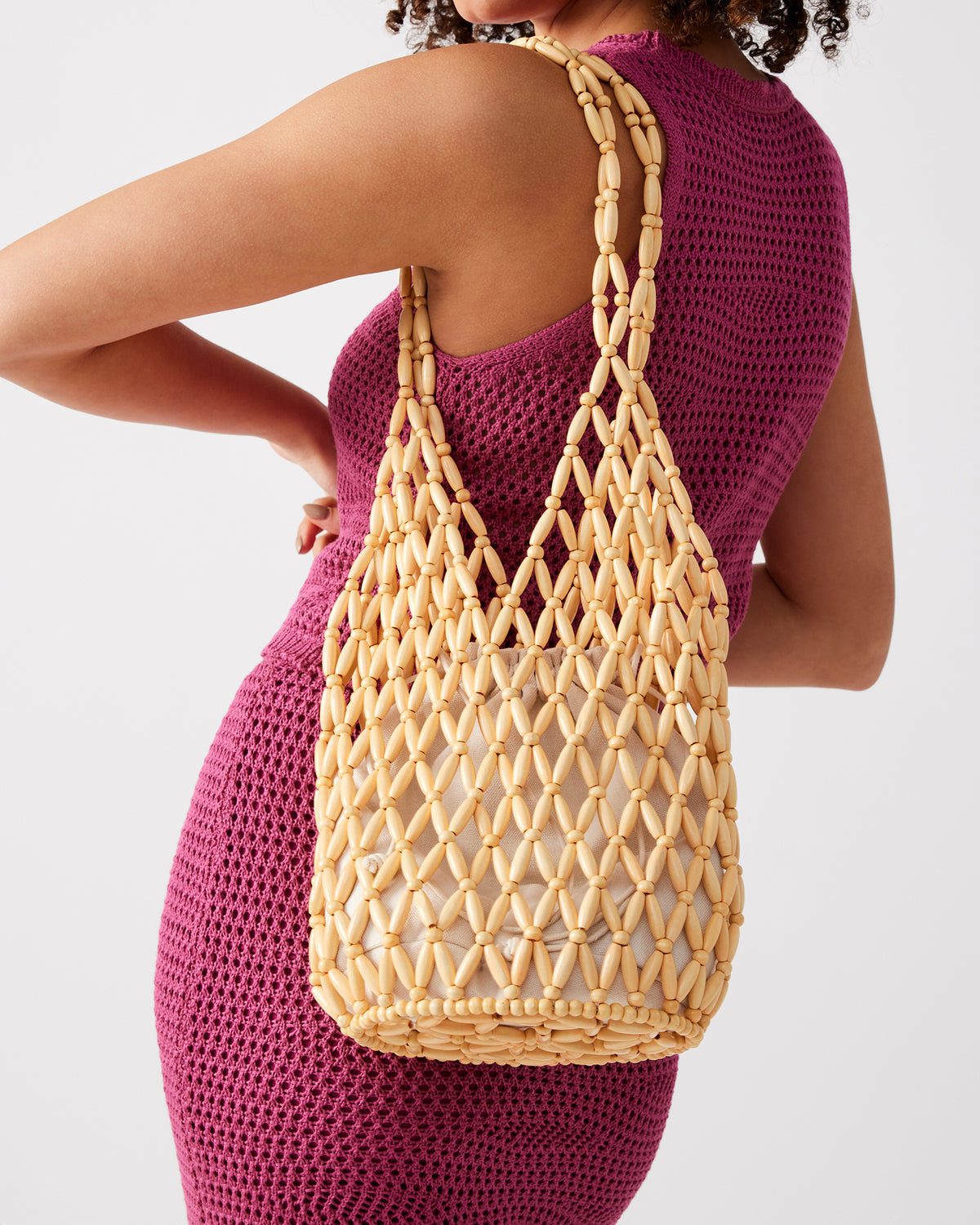 FIJI Natural Women's Beaded Shoulder Bag Steve Madden NATURAL