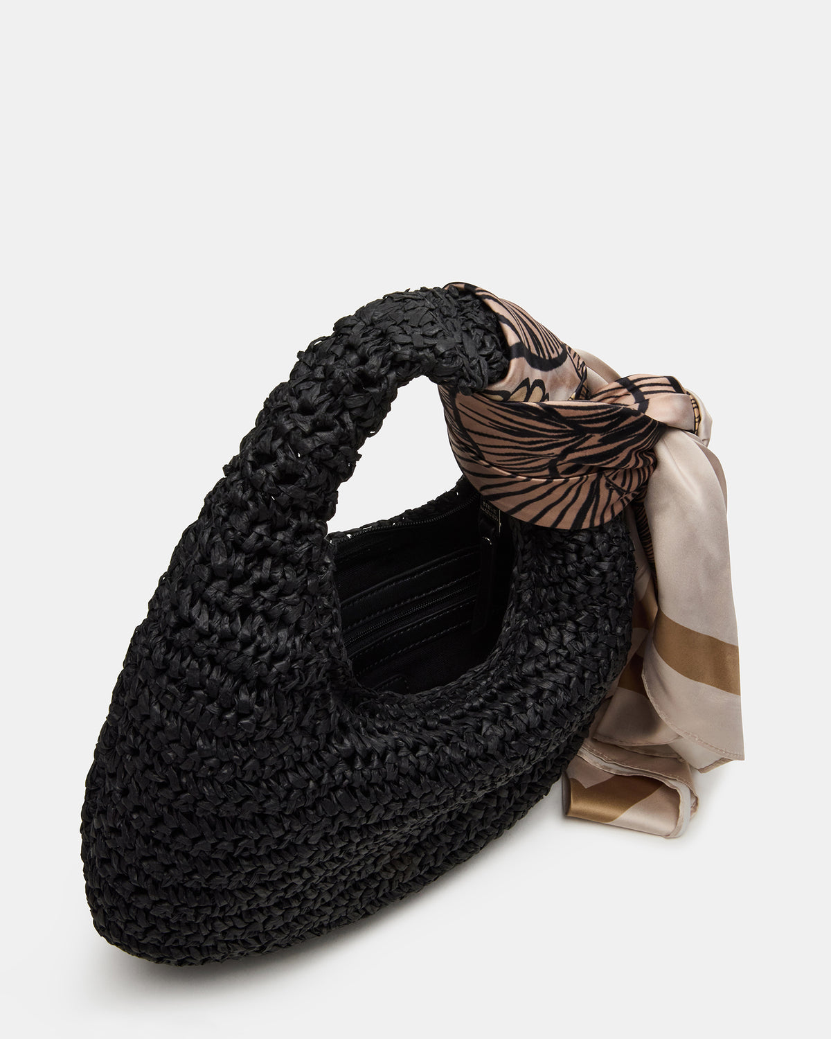 DAENRYS Black Women's Crescent Shaped Straw Shoulder Bag Steve Madden BLACK