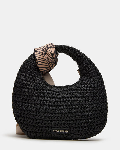 DAENRYS Black Women's Crescent Shaped Straw Shoulder Bag Steve Madden BLACK