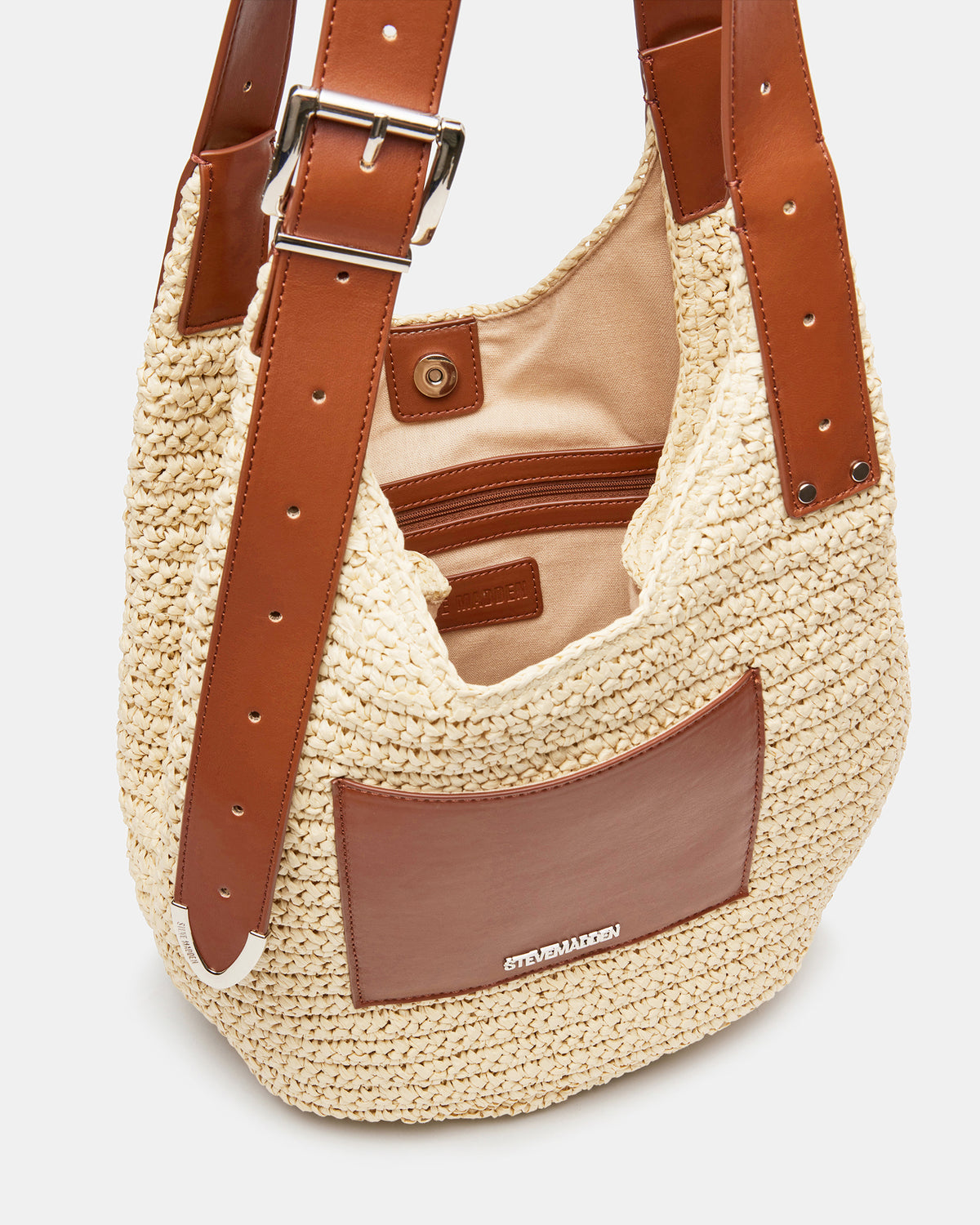 HIPPEE Cognac Multi Women's Belt Tip Buckle Shoulder Strap Bag Steve Madden COGNAC MULTI