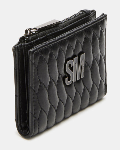 BAZAR Wallet Black Quilted Top-Zipper Button-Snap Mini Wallet Steve Madden BLACK