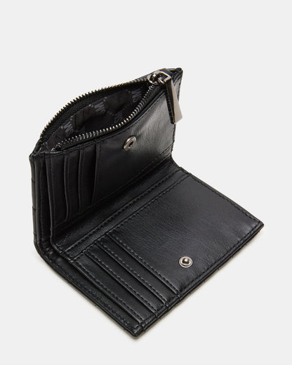 BAZAR Wallet Black Quilted Top-Zipper Button-Snap Mini Wallet Steve Madden BLACK