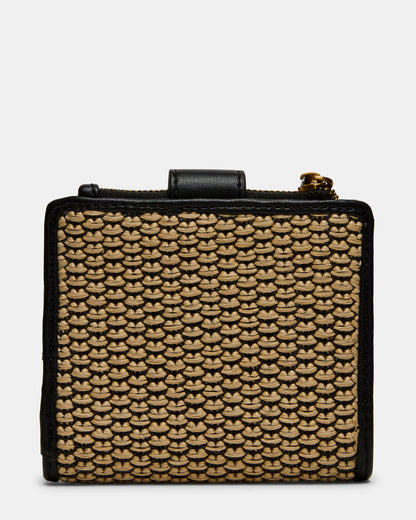 JEM STRAW Black Natural Bifold Wallet Steve Madden BLACK NATURAL