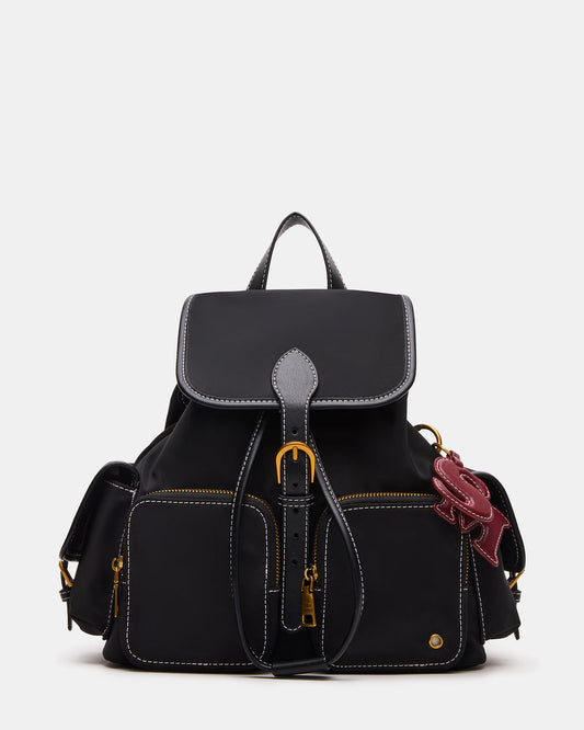 STUDIO Bag Black Nylon Cargo Pocket Drawstring Women's Backpack Handbag Steve Madden BLACK