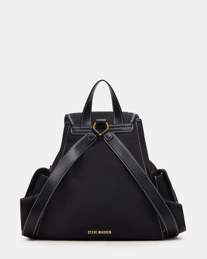 STUDIO Bag Black Nylon Cargo Pocket Drawstring Women's Backpack Handbag Steve Madden BLACK