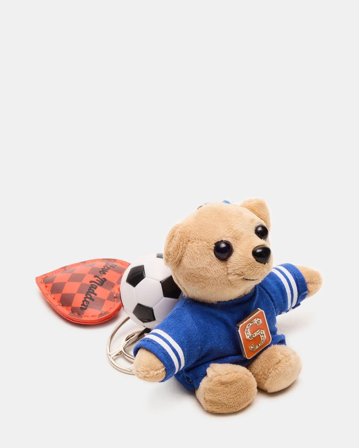 GOAL BAG CHARM Blue Multi Stuffed Bear Attachable Bag Charm Steve Madden BLUE MULTI