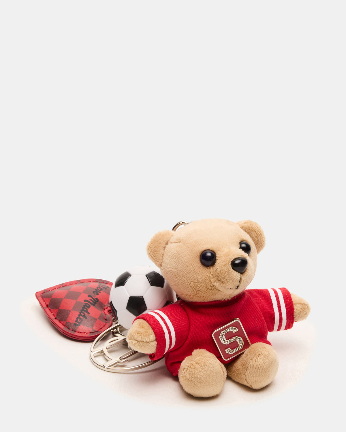 GOAL BAG CHARM Red Multi Stuffed Bear Attachable Bag Charm Steve Madden RED MULTI