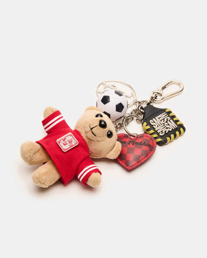 GOAL BAG CHARM Red Multi Stuffed Bear Attachable Bag Charm Steve Madden RED MULTI