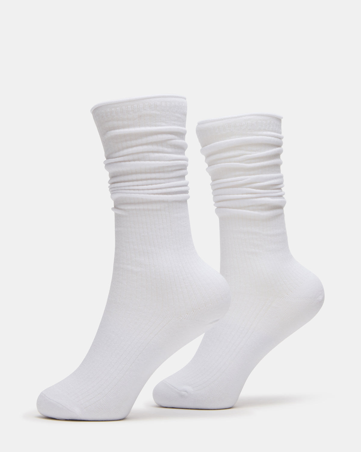 2 PACK RIB SLOUCH SOCKS WHITE Women's Ribbed Quarter Socks Steve Madden WHITE