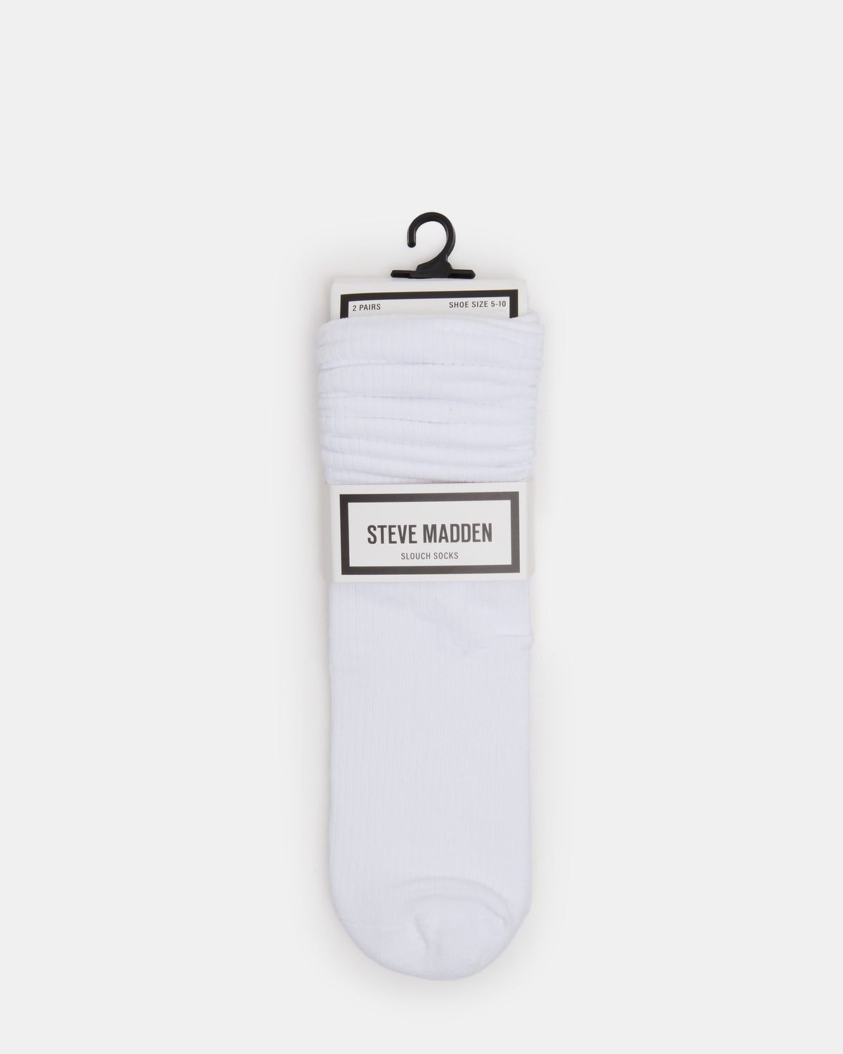 2 PACK RIB SLOUCH SOCKS WHITE Women's Ribbed Quarter Socks Steve Madden WHITE