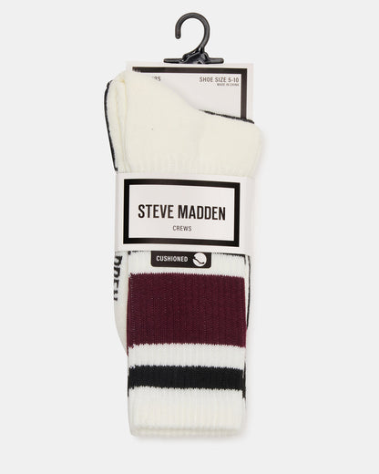 IVY 2 PACK STRIPE ATHLEISURE SOCKS Cherry Women's Stripe Athletic Socks Steve Madden CHERRY
