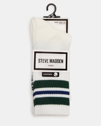 WYNN 2 PACK STRIPE ATHLEISURE SOCKS Egret Women's Stripe Athletic Socks Steve Madden EGRET