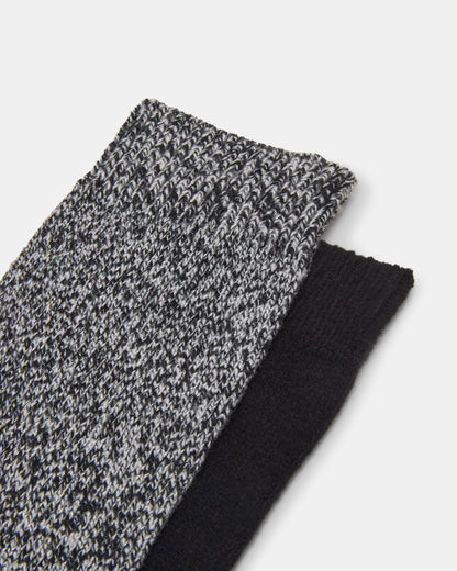 FALL 2 PACK MARLED KNEE HIGH SOCKS Black Women's Marled Knee-High Socks Steve Madden BLACK