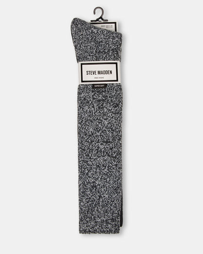 FALL 2 PACK MARLED KNEE HIGH SOCKS Black Women's Marled Knee-High Socks Steve Madden BLACK