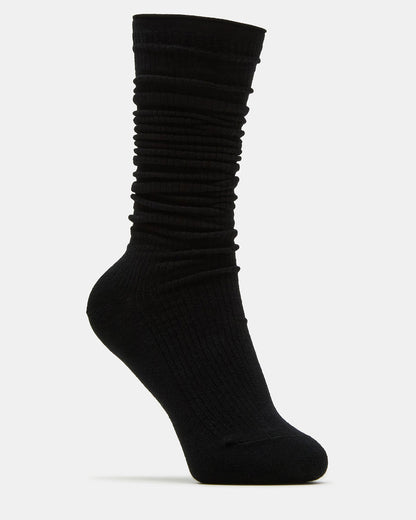 2 PACK SLOUCHY CREW SOCKS BLACK WHITE Scrunch Socks Steve Madden BLACK WHITE