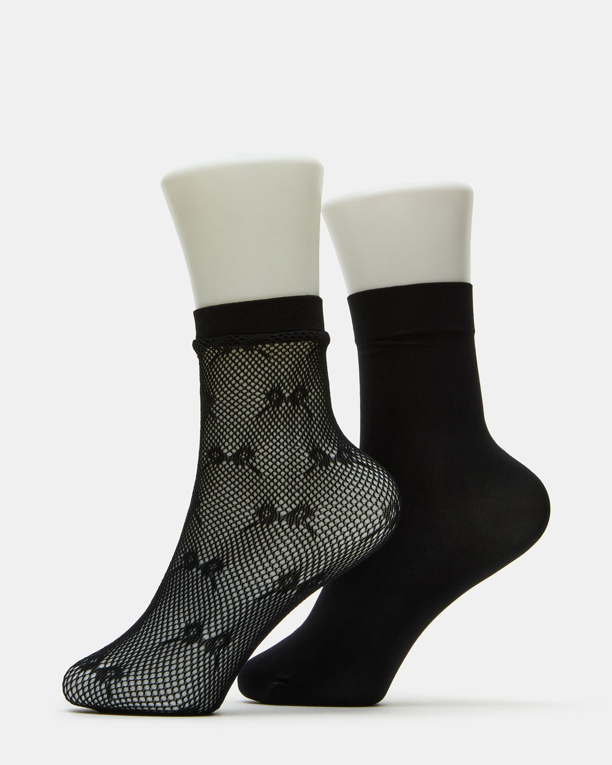 2 Pack Bow Fishnet Anklet Women's Lace Quarter Socks Black Steve Madden BLACK