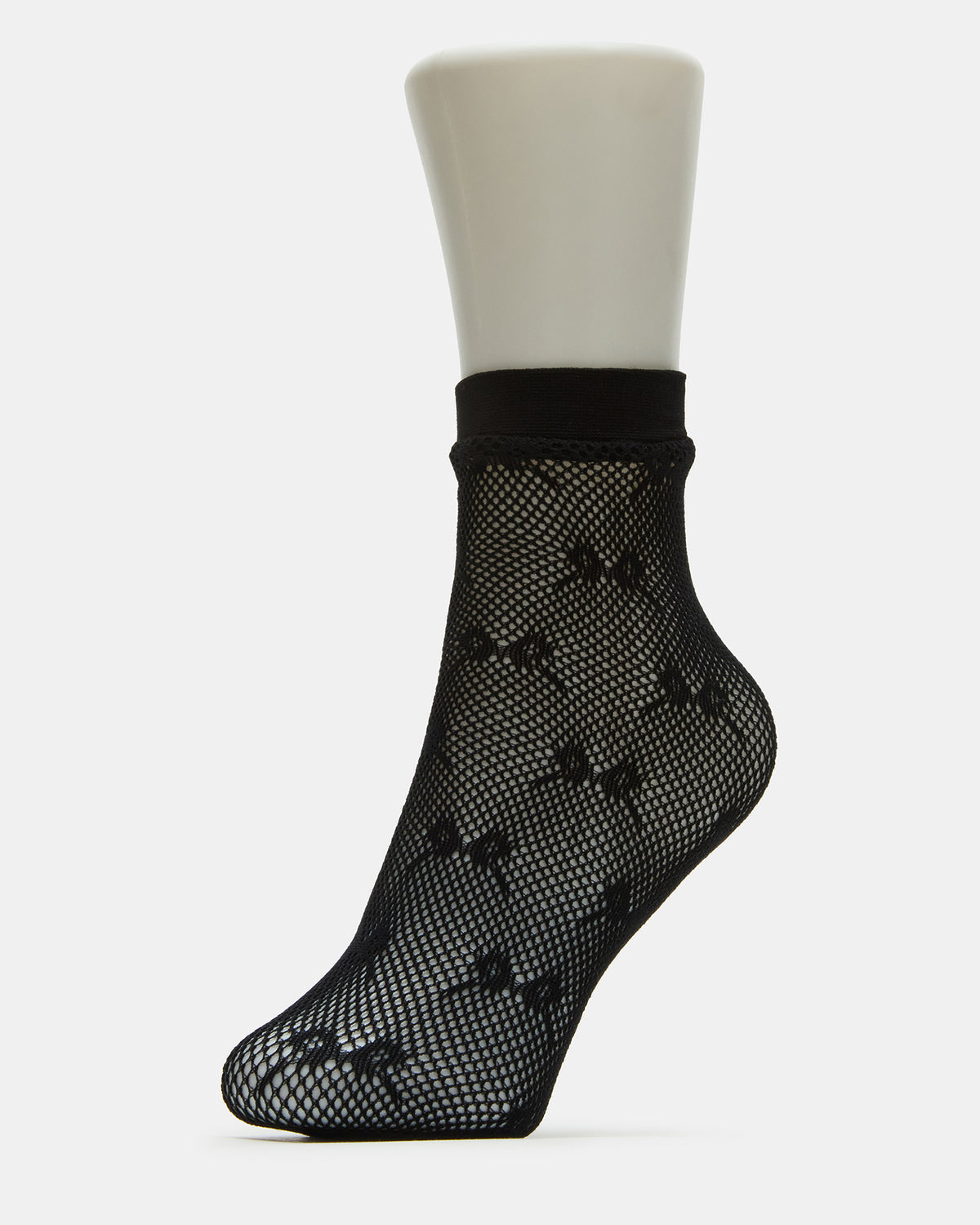 2 Pack Bow Fishnet Anklet Women's Lace Quarter Socks Black Steve Madden BLACK