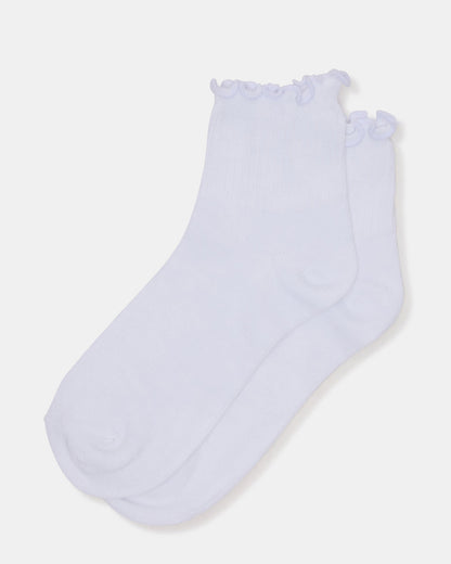 LETTUCE EDGE ANKLET SOCKS White Women's Anklet Socks Steve Madden WHITE