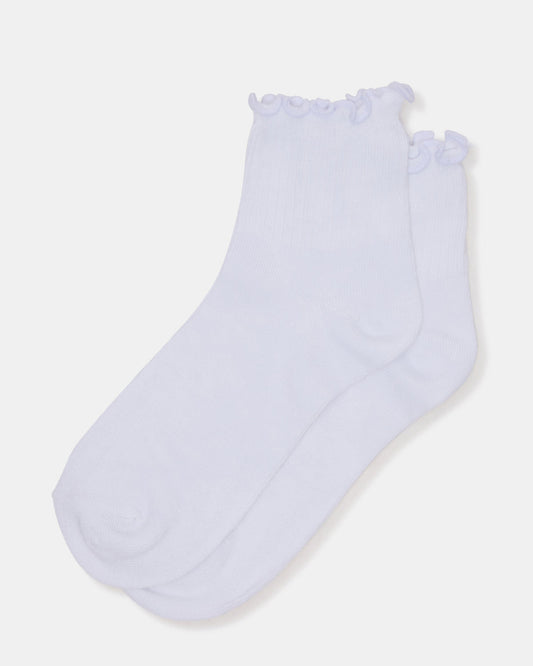 LETTUCE EDGE ANKLET SOCKS White Women's Anklet Socks Steve Madden WHITE