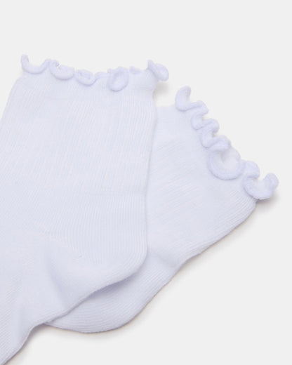 LETTUCE EDGE ANKLET SOCKS White Women's Anklet Socks Steve Madden WHITE