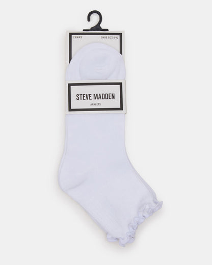 LETTUCE EDGE ANKLET SOCKS White Women's Anklet Socks Steve Madden WHITE