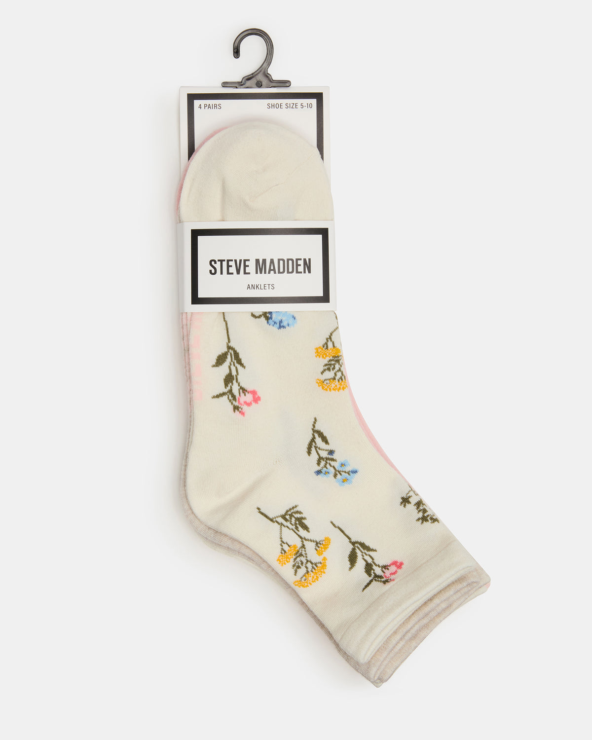 4 BLOOM PACK FLOWER SOCKS IVORY MULTI Women's Anklet Socks Steve Madden IVORY MULTI