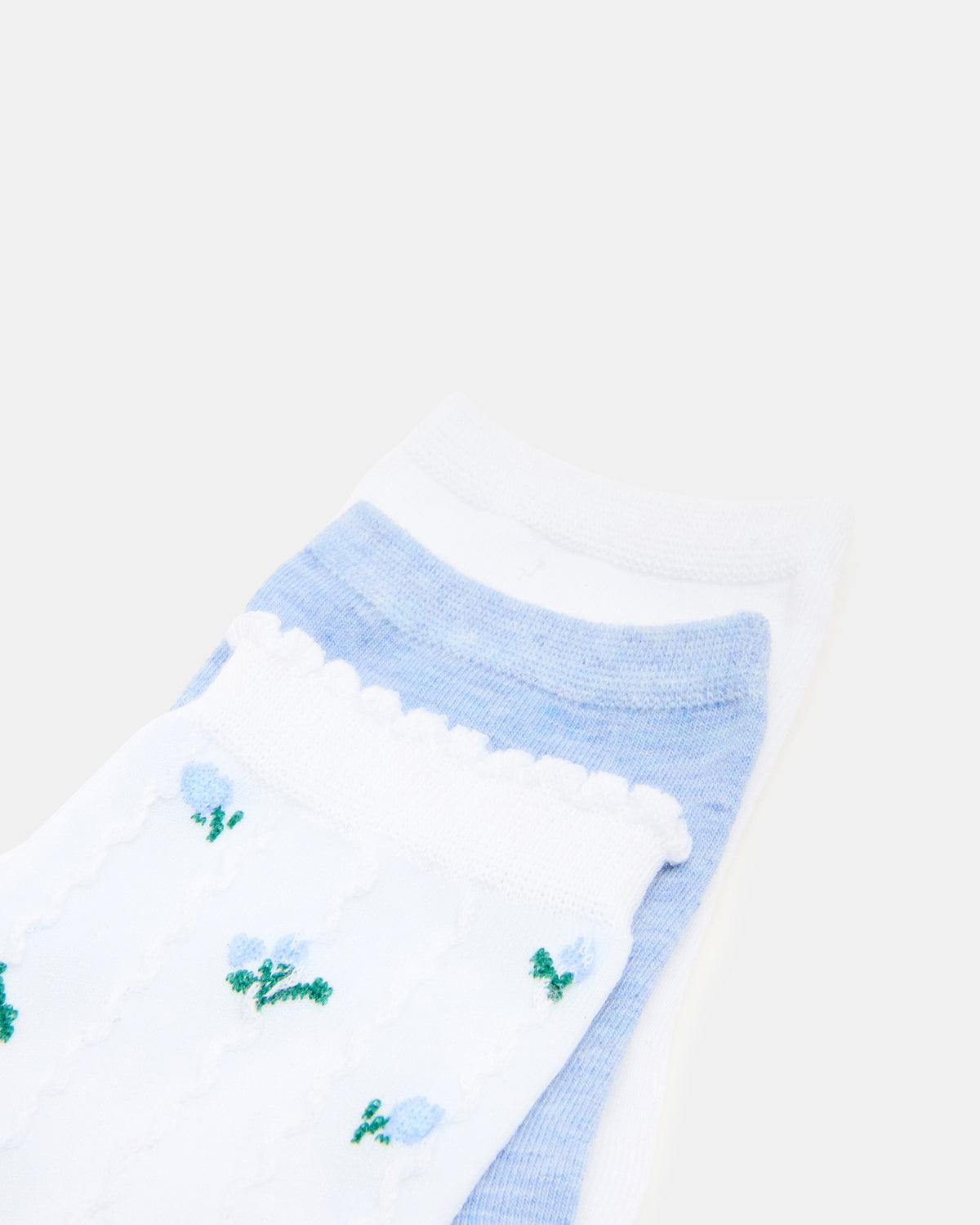 3 SPRING PACK FLOWER SOCKS WHITE MULTI Steve Madden WHITE MULTI
