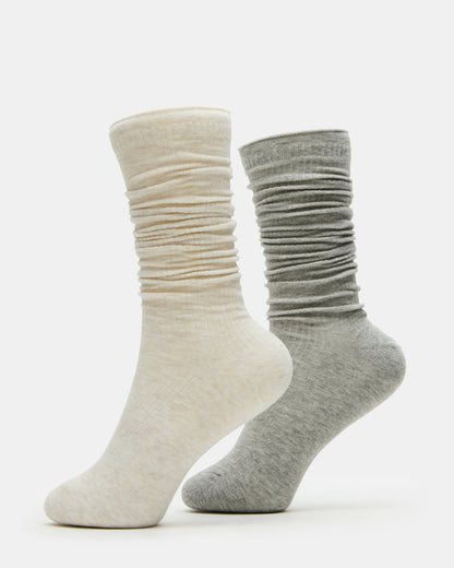 SLOUCHY RIB SOCKS OATMEAL HEATHER Scrunch Socks Steve Madden TAUPE
