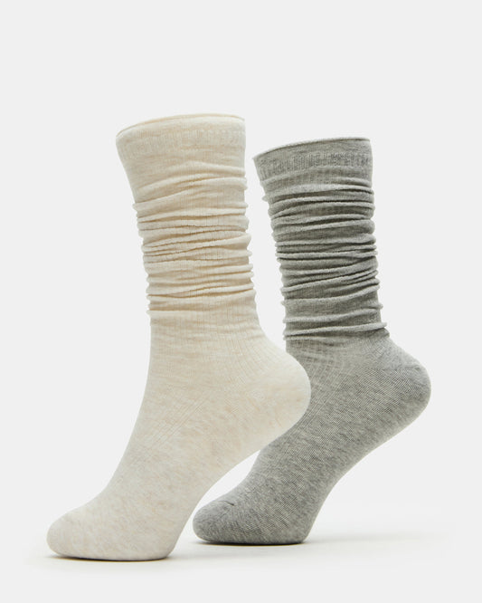 SLOUCHY RIB SOCKS OATMEAL HEATHER Scrunch Socks Steve Madden TAUPE