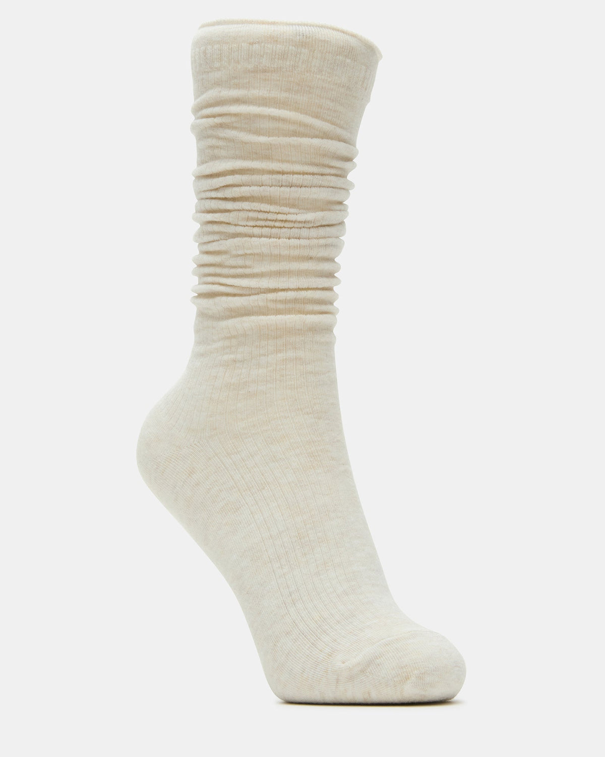 SLOUCHY RIB SOCKS OATMEAL HEATHER Scrunch Socks Steve Madden TAUPE